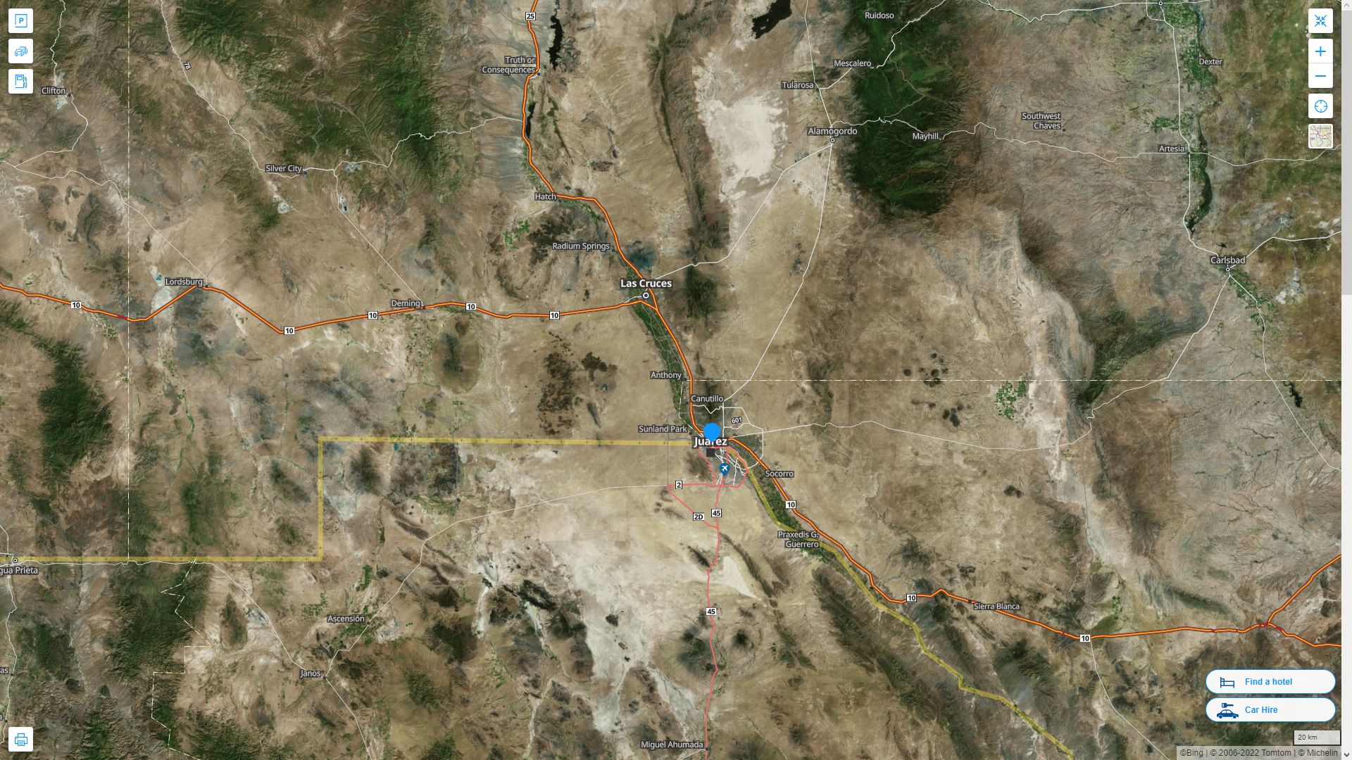 El Paso Texas Highway and Road Map with Satellite View